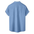 thumbnail image 3 of Lumtrix Mens Short Sleeve Cuban Camp Guayabera Shirt Hippie Summer Beach Button Down Shirts Sky Blue XL, 3 of 4