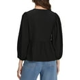 thumbnail image 4 of Mevireiy Tie Front Tops for Women, 3/4 Length Puff Sleeve Y2K Peplum Babydoll Going Out Blouse Tops, Black, S, 4 of 8