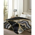 thumbnail image 6 of Throw Blanket Fleece Throw Blanket 60x80in, Abstract Flowing Marble Fluid Art Soft Lightweight Bed Blankets Black and Gold Lines Fuzzy Couch Blankets for All Season, 6 of 6