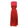 thumbnail image 4 of B91xZ Robe Sans Manches Grande Taille pour Femmes Manches Flottantes Robe Midi Smockée Col en V Robes Décontractées à Volants, Rouge TG, 4 of 5