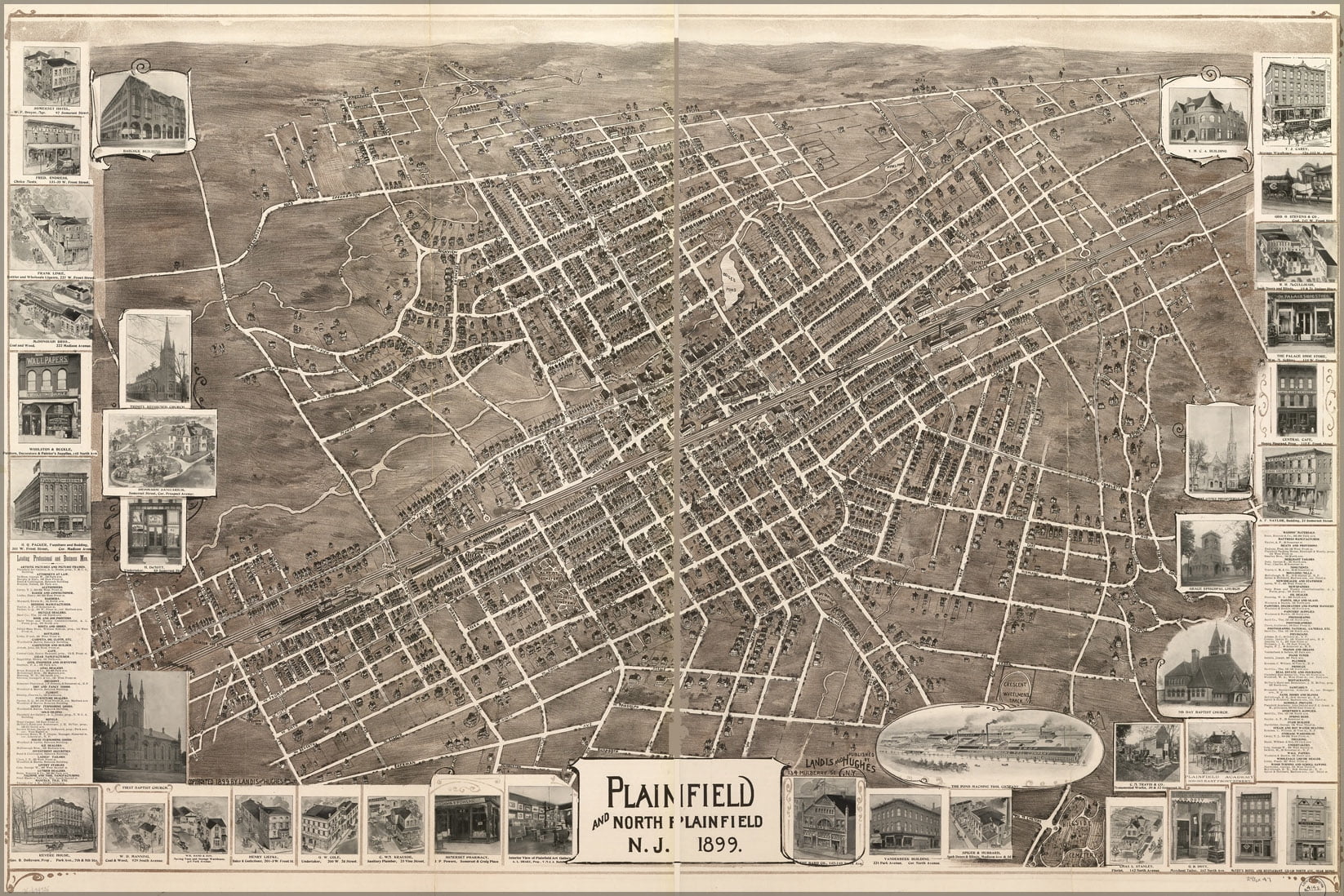 24"x36" Gallery Poster, map of Plainfield new jersey 1899