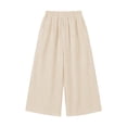 thumbnail image 4 of Admvng Women's Striped Wide Leg Elastic High Waist Pockets Culottes Copped Pants, 4 of 7