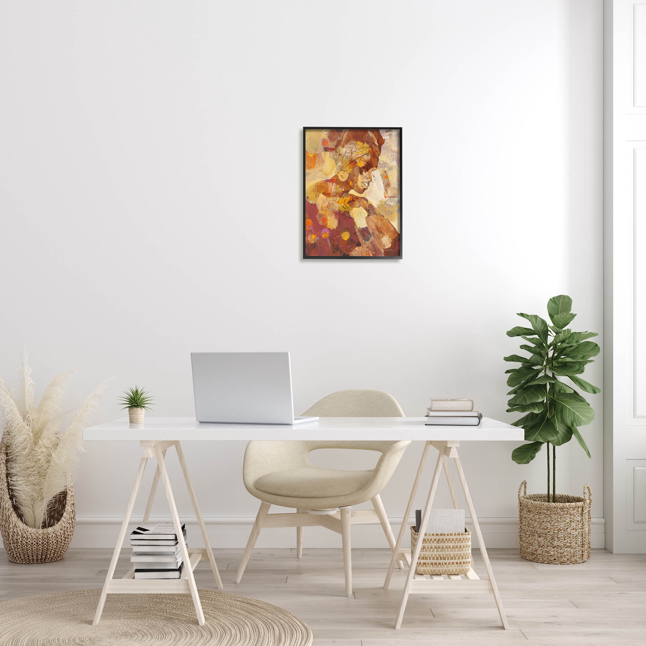 Stupell Industries Celebrate Beauty Abstract Portrait Painting Black Framed Art Print Wall Art, Design by Albena Hristova