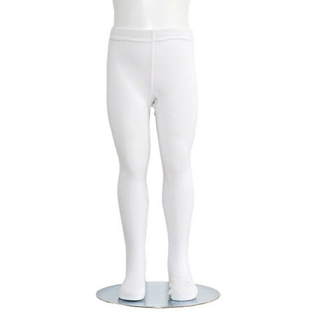 - White Piccolo Heavyweight Opaque Toddler Little Girls Tights 2T-16