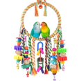 thumbnail image 1 of Juguete de columpio de oro, anillo de cuerda de colores, percha, juguetes de madera y plástico para masticar aves Feliz Sencillez, 1 of 5