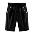thumbnail image 4 of Lenpel Bermuda Shorts for Women Elastic High Waisted Drawstring Side Button Knee Length Shorts Summer Casual Shorts with Pockets, 4 of 5