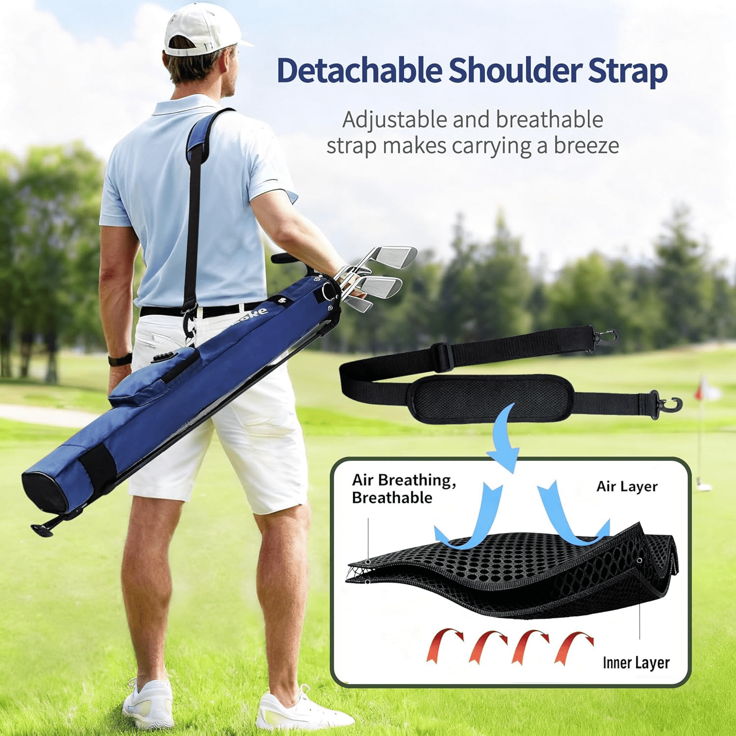 Lightweight Golf Stand Bag with Padded Strap - Portable 2-Way Divider  Weekend Golf Bag for Driving Range - Golf Carry Bag with Retractable Legs & Pocket - Durable Practice Bag for Men Women