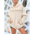 thumbnail image 5 of VILOVE Women Faith Over Fear Hoodie Christian Religious Sayings Letter Print Sweatshirt Bible Pullover Tops, Apricot, 5 of 6