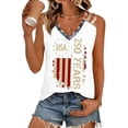 thumbnail image 2 of Womens 250th Anniversary Usa Shirt Patriotic V‑Neck Sleeveless 250 Anniversary USA Flag Tank Tops White 2XL, 2 of 4