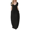 thumbnail image 1 of Vestido largo de verano de manga corta para mujer tallas grandes: vestido largo informal con bolsillos, cuello redondo, tejido de rayón elástico, tallas S-6XL, ideal para la playa o una fiesta, 1 of 4