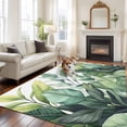 thumbnail image 2 of Tropical Plant Area&nbsp;Rug 8x10ft Vintage Watercolor Green Palm Leaves Non-Slip&nbsp;Washable Square&nbsp;Rugs Soft Felt Indoor Floor Mat for Bedroom Kitchen Living Room Bathroom, 2 of 9