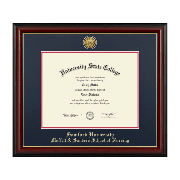 Framerly - Samford Nursing Diploma Frame with Navy and Red Mat
