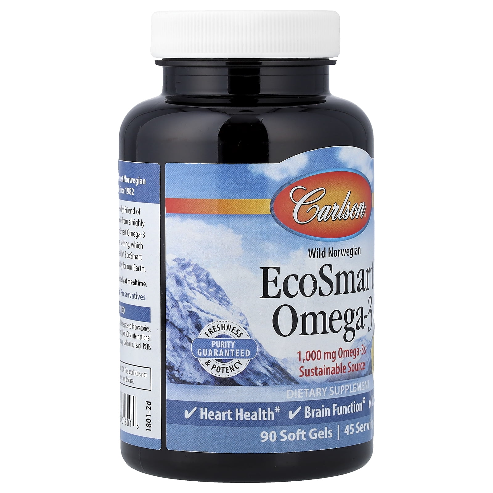 Carlson Wild Norwegian EcoSmart® Omega-3, Natural Lemon, 90 Soft Gels