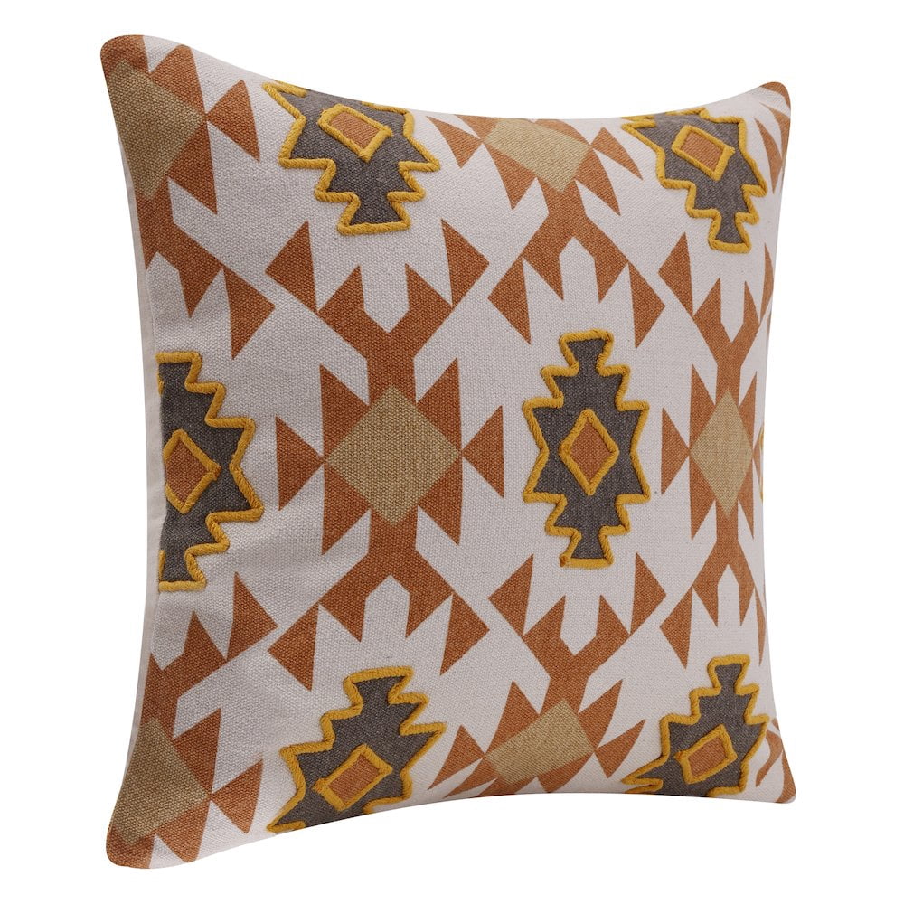 Ox Bay Sedona Handmade Orange/Off-White Southwestern Cotton 20" x 20" Indoor Throw Pillow