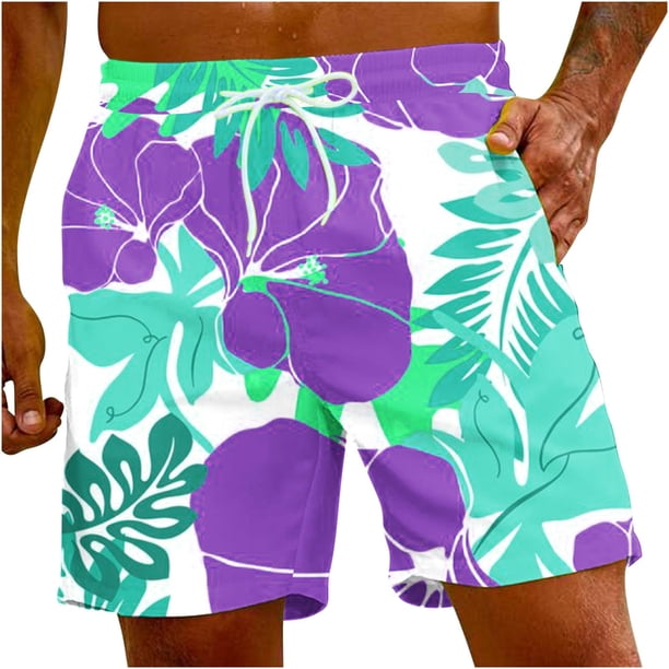 Pantalones Cortos para Hombre Atléticos Pantalones de Playa de Impresión Especial, Pantalones Cortos Atléticos de Poliéster Elásticos para Hombres