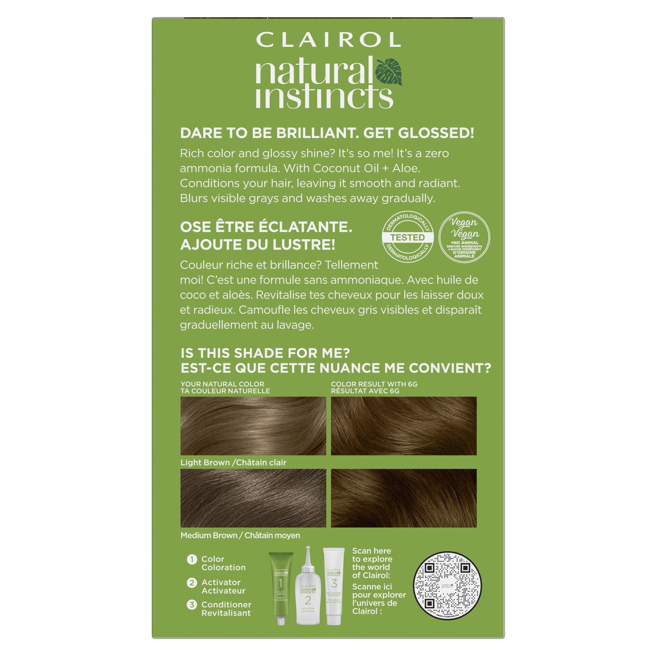 Clairol Natural Instincts Demi-Permanent Hair Color Creme, 6G Light Golden Brown, Hair Dye, 1 Application