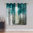 thumbnail image 3 of Teal Blackout Curtains Bathroom Window Curtains Abstract Art Painting Watercolor Blackout Curtains 2 Panels Window Treatment Set For Bedroom Grommet Top 26"W x 63"L (Pack of 2), 3 of 6