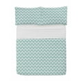 thumbnail image 1 of Chevron Microfiber Bedspread Set, Ikat Print Inspired Zigzags in Aquatic Tones Modern Geometric Design Pattern, Soft Bedding Set with Pillow Shams & Comforter, 3 Sizes, Seafoam and White, by Ambesonne, 1 of 1