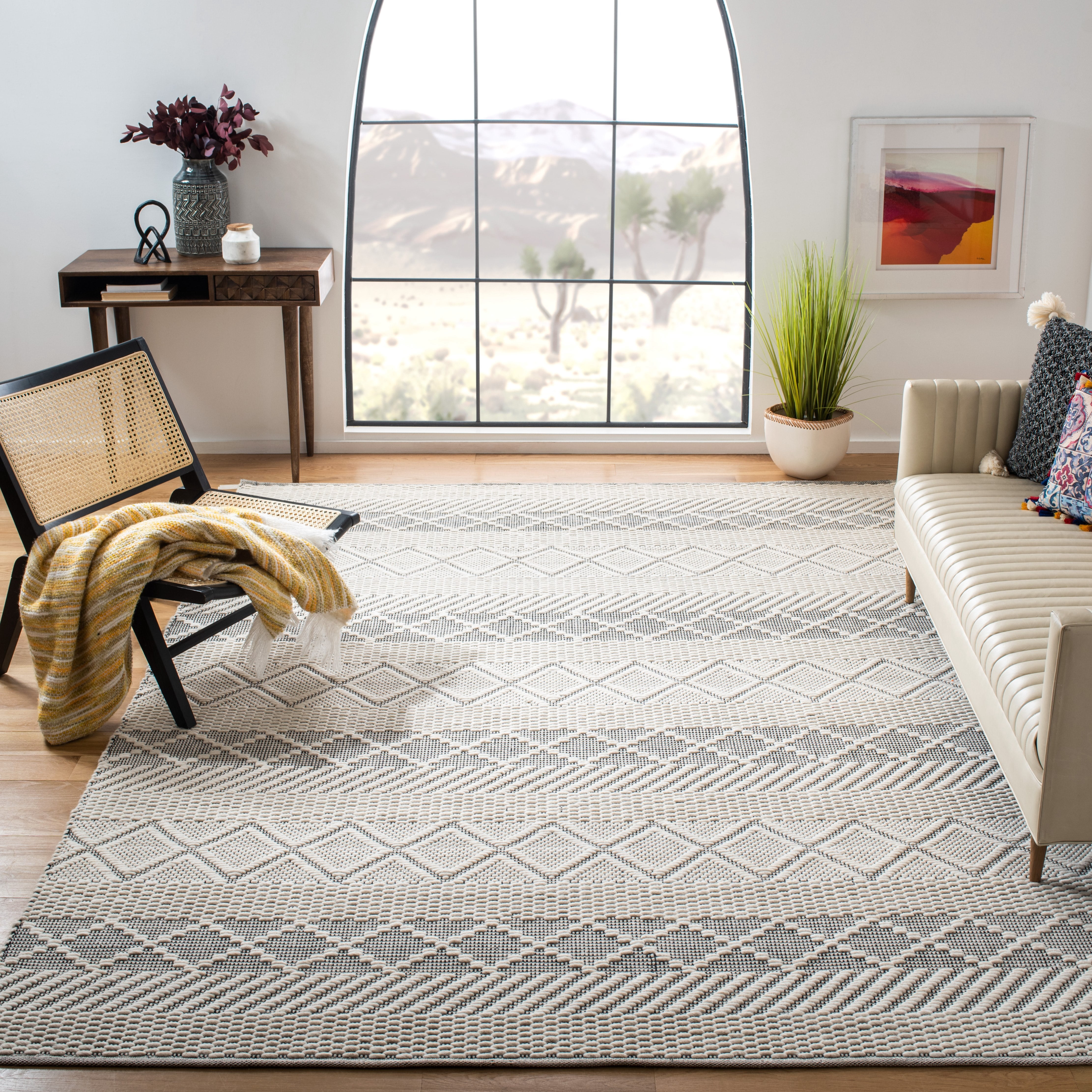SAFAVIEH Natura Aaron Geometric Wool Area Rug, Ivory, 8' x 10'