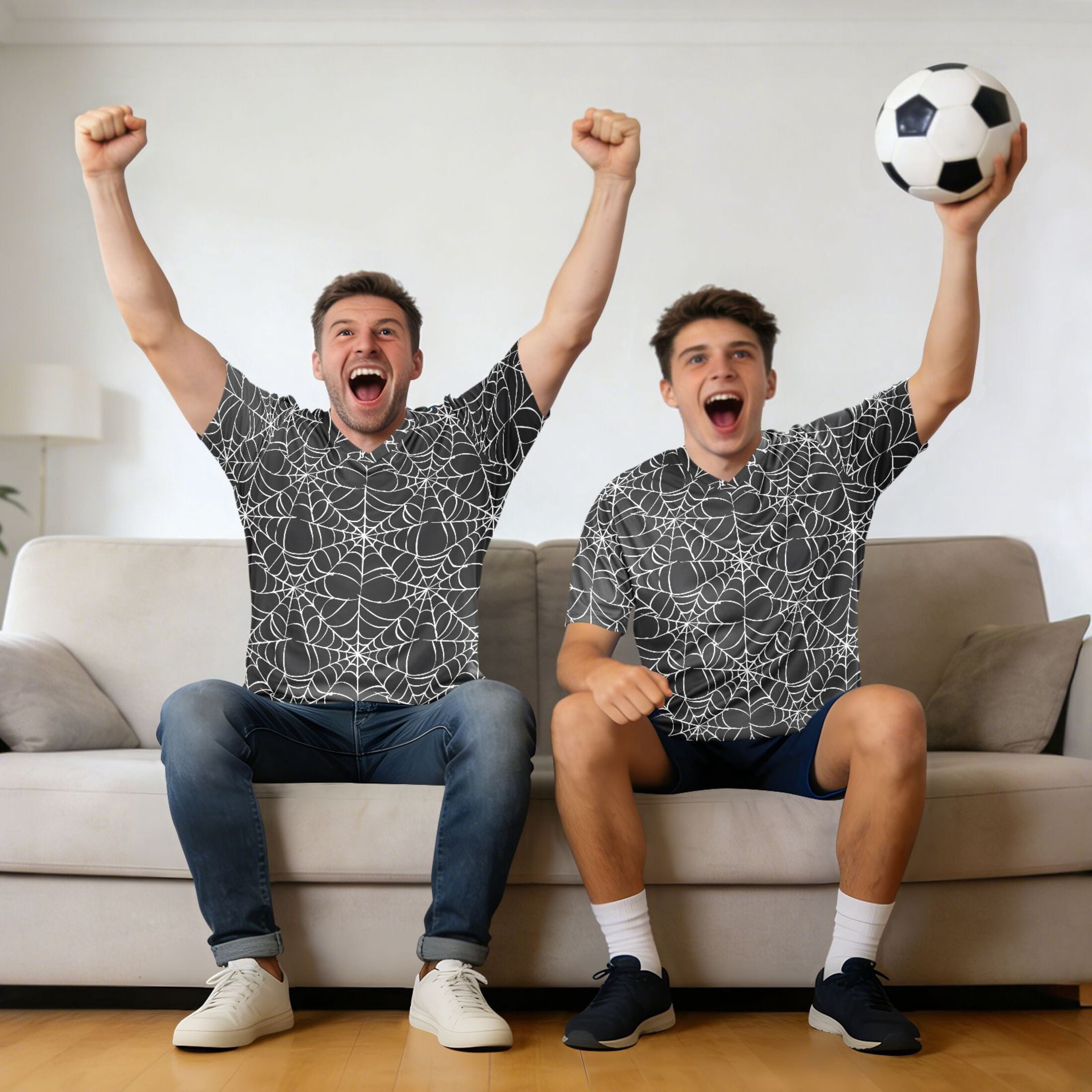 joogoo Spiders Webs Men's Soccer Jersey Athletic Plus Size T-Shirt V-Neck Sport Fan Game Day Shirt X-Large