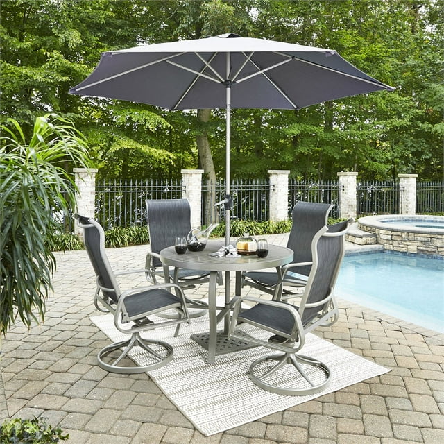 Homestyles Captiva Aluminum 6 Piece Outdoor Dining Set in Gray