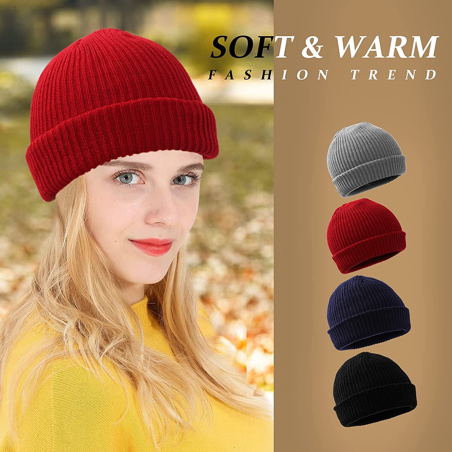 4 Pack Beanie Hats Head Warmer for Men 
