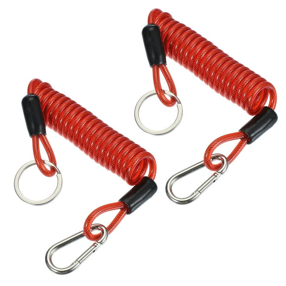 Uxcell Breakaway Trailer Cable, Trailer Brake Away Cable Safety Cable Straps Spring Towing Coiled Wire with Clip Red 4 ft x 0.2"