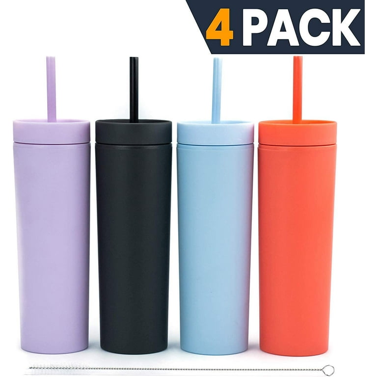 Double Wall Promotional Tumbler with Straw - 16 oz.