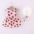 thumbnail image 4 of LoyisViDion Baby Girls Dress Clearance Toddler Baby Kids Girls Sleeveless Strawberry Print Princess Dress Hat Outfits Red 1-2 Years, 4 of 8