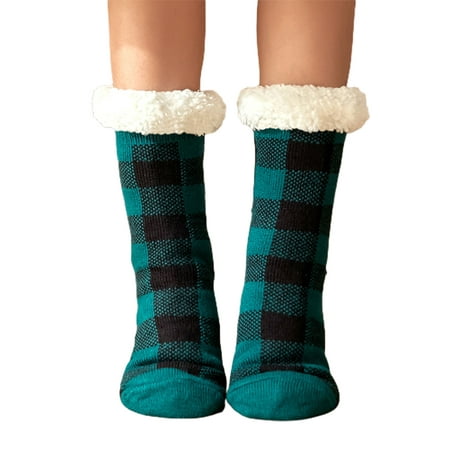 Winter Fuzzy Socks for Women Fleece-Lined Slipper Socks Fluffy Anti Slip Indoor Christmas Socks