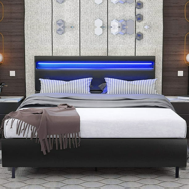 Queen Size Led Bed Frame 41 5 Inch 4, Queen Bed With Led Lights In Headboard