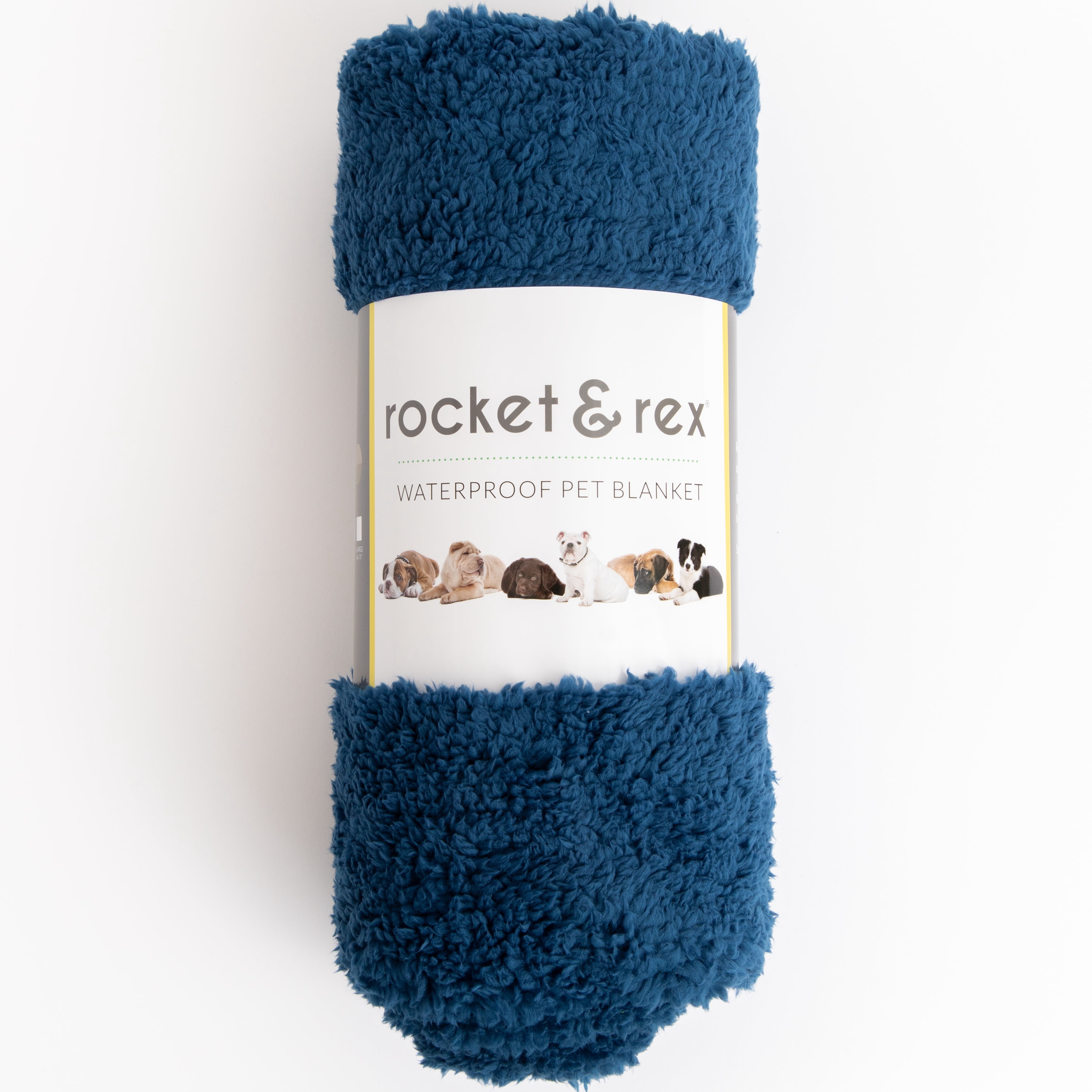 rocket & rex Extra Large Waterproof Dog Blanket, Blue, Washable Waterproof Pet Blanket Protects Beds, Couches & Other Furniture, Premium Fleece Fabric with Reversible Faux Suede, 56" x 73" (Pack of 1