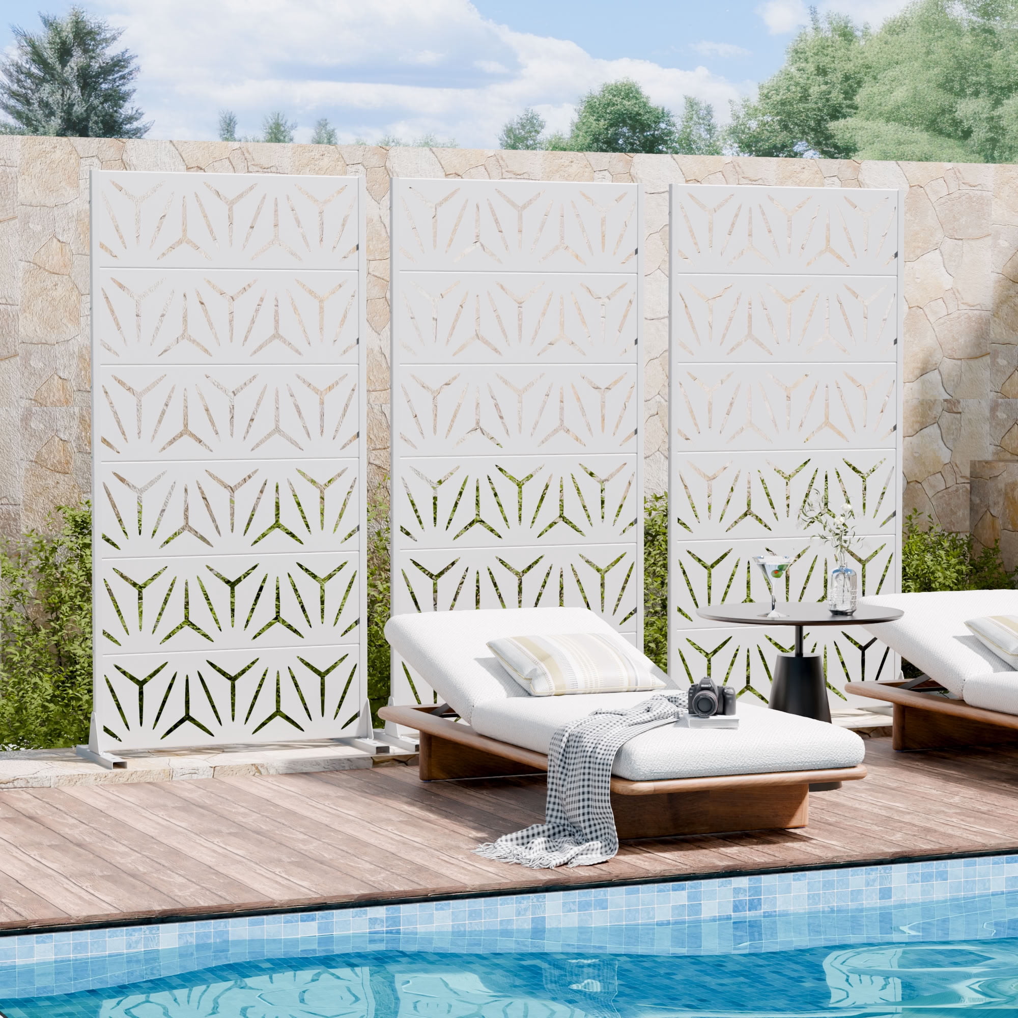 MAYEERTY 6 Panels Metal Outdoor Privacy Screen Garden Divider Patio Backyard Decorative Privacy Fence Panel, 72×35.4×15.7in