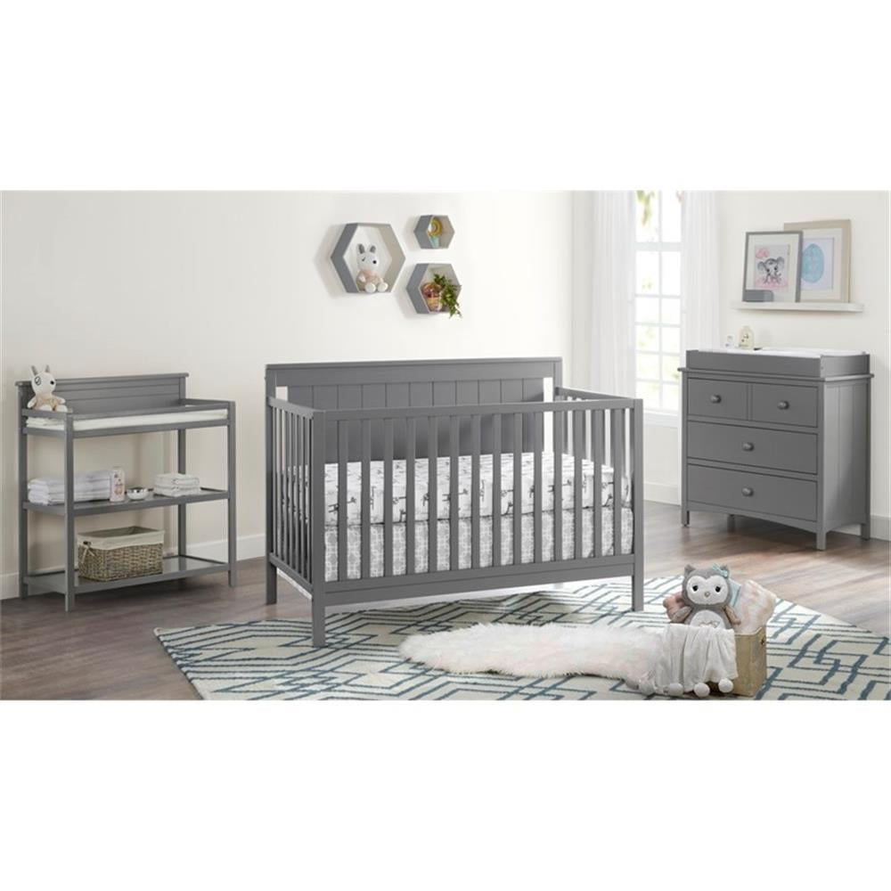 Oxford Baby Lazio 4-in-1 Convertible Crib, Dove Gray, GREENGUARD Gold Certified, Wooden Crib