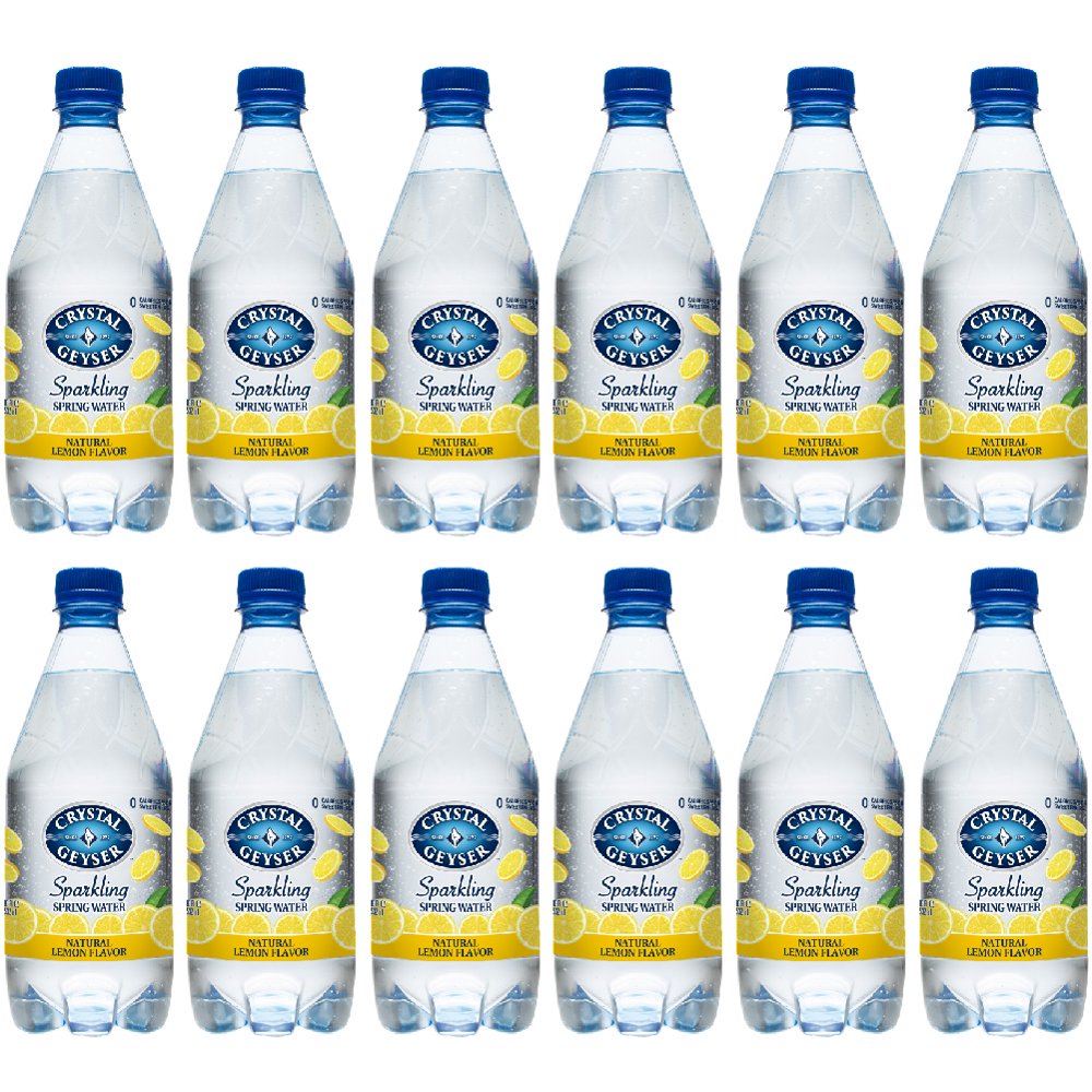 Crystal Geyser Sparkling Spring Water, Lemon, 18oz. PET Bottles , No