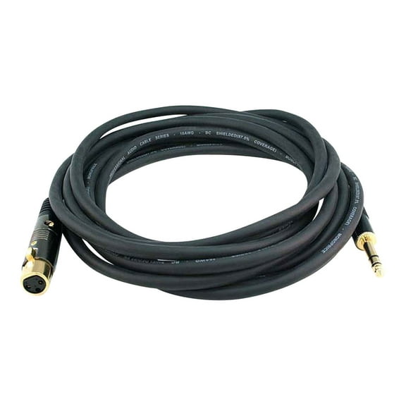Monoprice 15ft Premier Series XLR Female to 1/4inch TRS Male 16AWG Cable Gold Plated