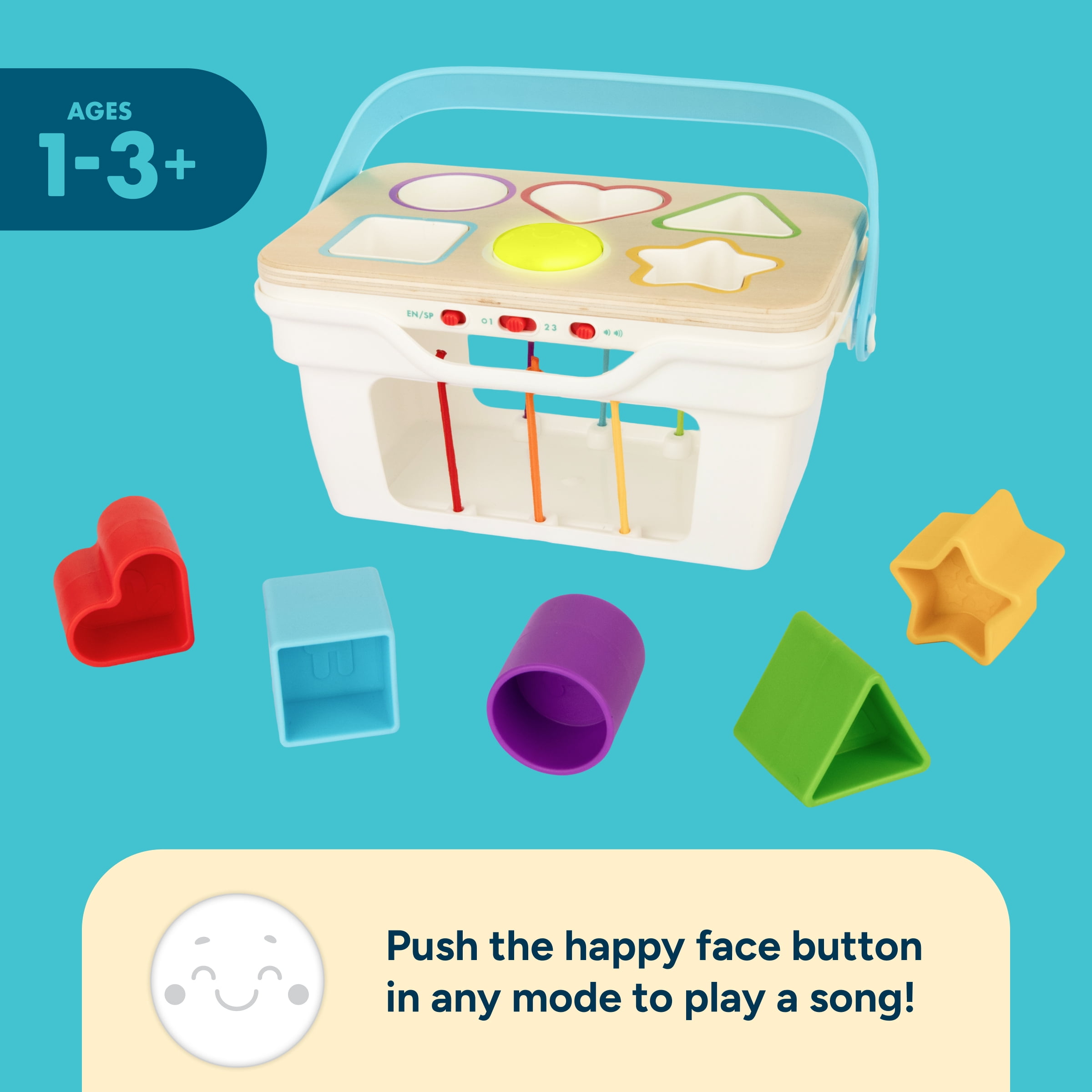 Chuckle & Roar Interactive Shape Sorter Toy with Lights & Sounds, Silicone Shapes, 3 Play Modes (Explore, Learn, Play), Educational Toddler Toy Ages 1-3+