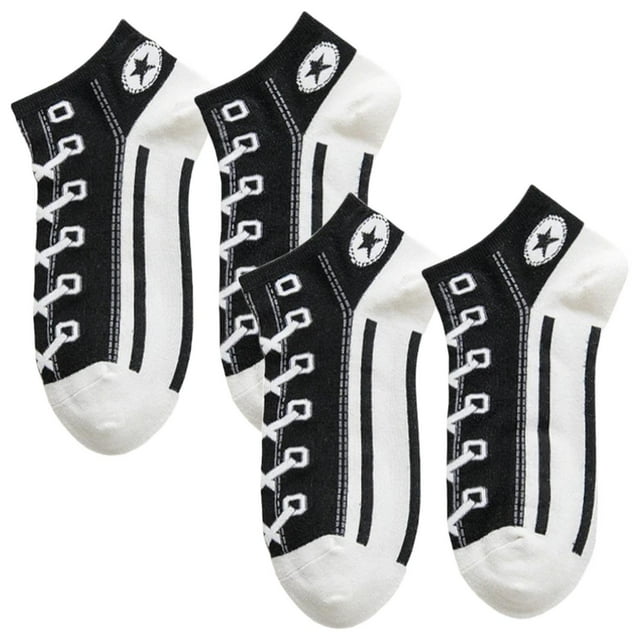 Calcetas diseño VersSockBlack 2Pares Negro 5-9.5US Converse Calcetines Tubo Corto Poliéster.