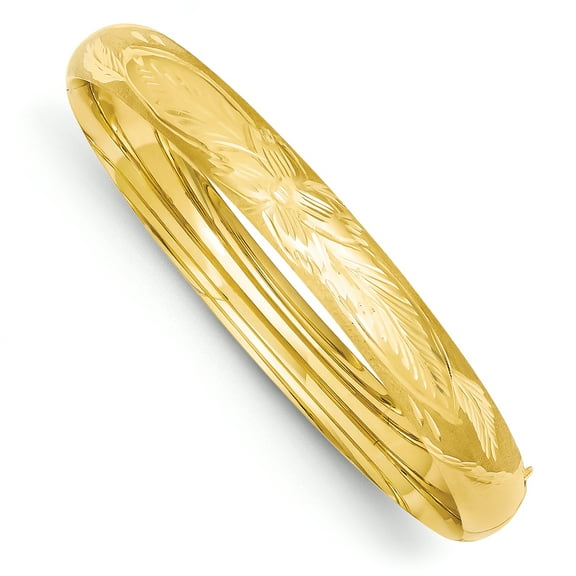14K Yellow Gold 5/16 Florentine Engraved Hinged Bangle Bracelet
