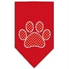 Red Swiss Dot Paw Screen Print Bandana Red Large