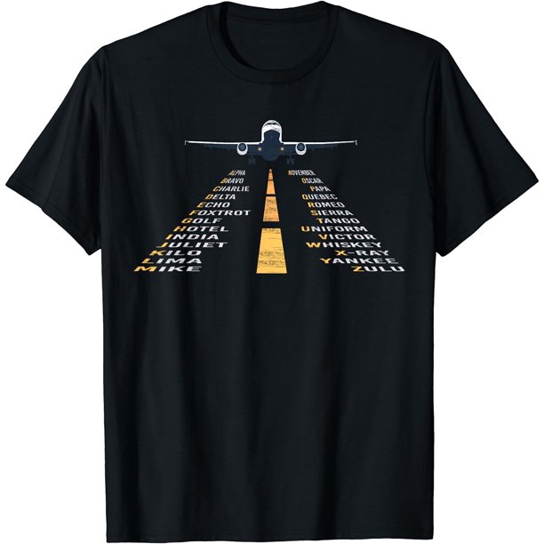 Phonetic Alphabet T-Shirt | Pilot Cadet Airplane Shirt Black Large ...