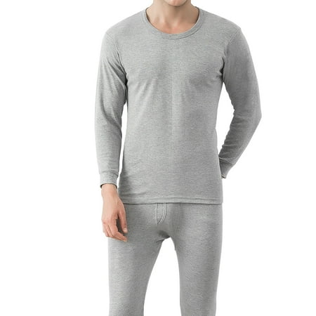 

iNova Men Thermal Underwear Set Long Johns Pants Long Sleeve Soft Underwear Kit Top Bottom Winter Sports Suits Grey L