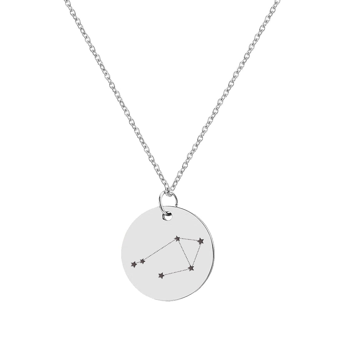 Anavia Round Libra Constellation Zodiac Star Sign Stainless Steel Silver Disc 22mm Pendant Jewelry with Gift Box