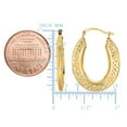 thumbnail image 3 of Jewelstop 10K Yellow Gold Textured Open Dome Hoop Earrings Hinged Clasp 4x20mm, 3 of 5