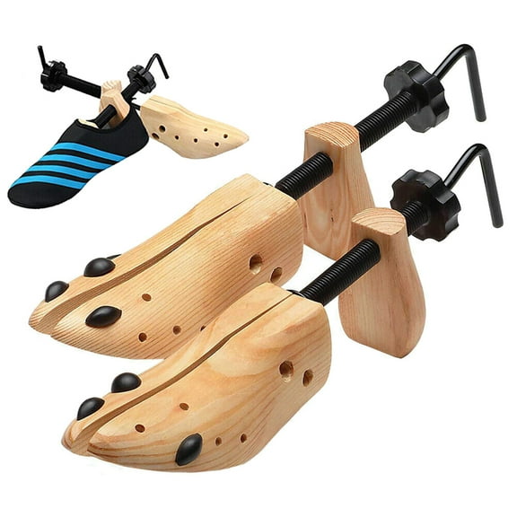 Audessy 2 Way Shoe Stretchers for Men Women, Large Size Wooden Adjustable Shoe Expanders Enlarger US 5-13