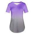 thumbnail image 3 of HAPIMO Womens Summer Tops Gradient Color Teen Grils Fashion Clothes Short Sleeve V-Neck Tee Shirt Casual Comfy Pullover Tops Shirts for Women Purple L, 3 of 4