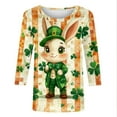 thumbnail image 5 of HOMBOM Womens St.Patricks Day Shirts Spring Irish Graphic Tees 3/4 Sleeve Orange Crewneck Shamrock Print Trendy Tops for Women, 5 of 5