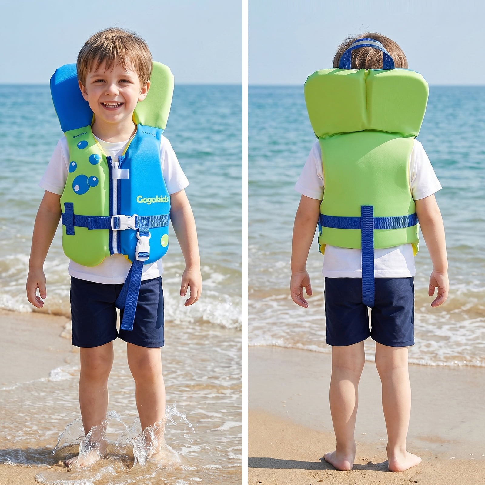 Gogokids Kids Swim Vest Life Jacket Toddler20-50 Lbs,Kids Float Jacket with Adjustable Straps for 1-6 Years Children Boys & Girls Swimming Aid for Pool,Beach & Boat