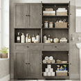 thumbnail image 4 of Homfa 67.5" Tall Farmhouse Bathroom Storage Cabinet with Drawer, 4 Door Modern Freestanding Storage Cabinet Cupboard, Gray, 4 of 7