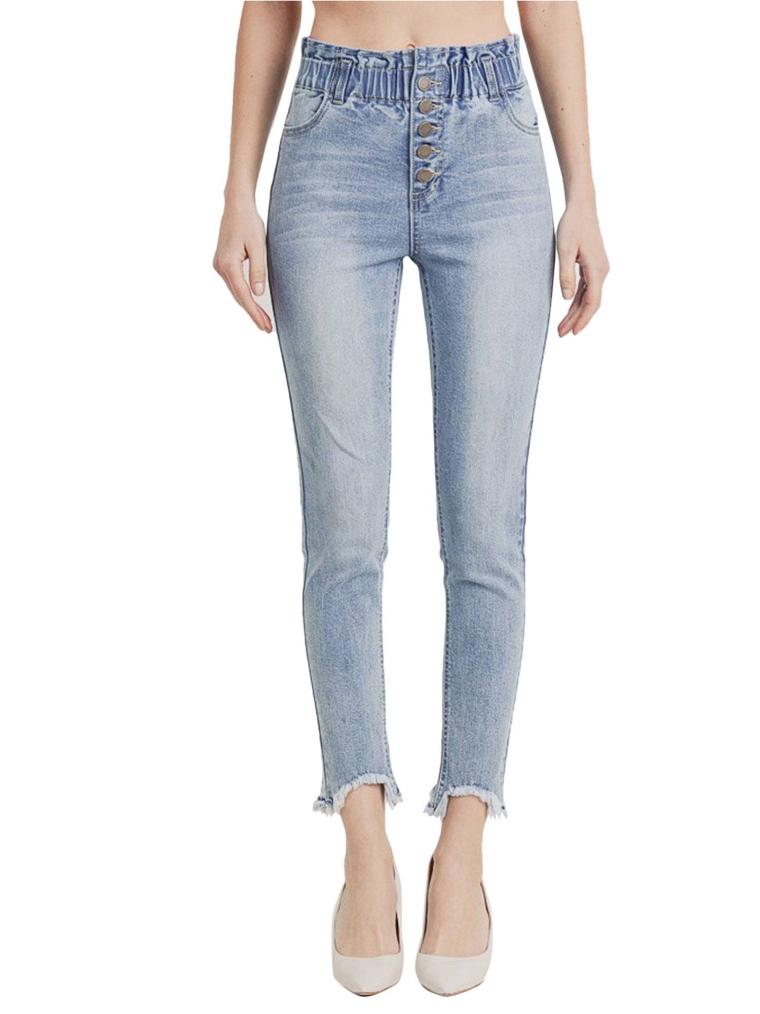 exposed button fly jeans womens